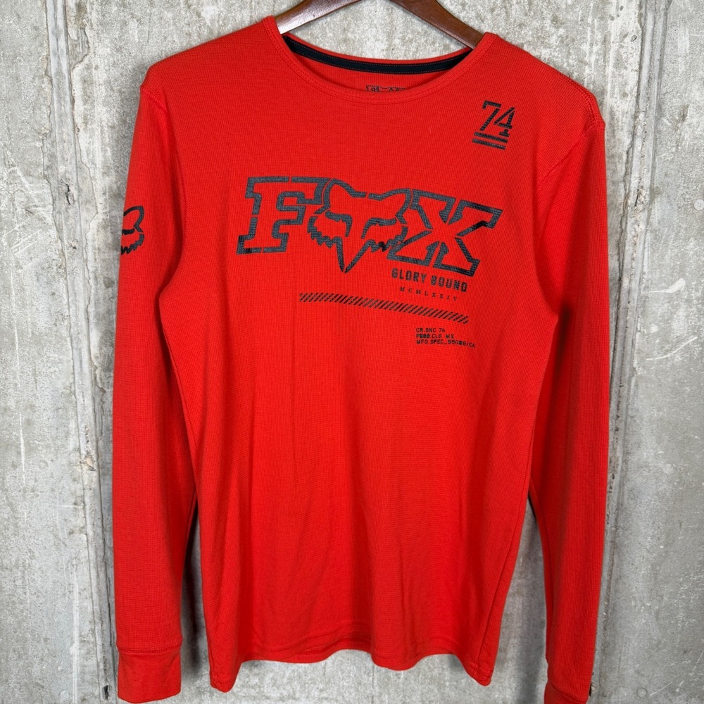 Fox Racing Foxtech Red Thermal Waffle Knit Graphic Long Sleeve Shirt‎ Mens Small